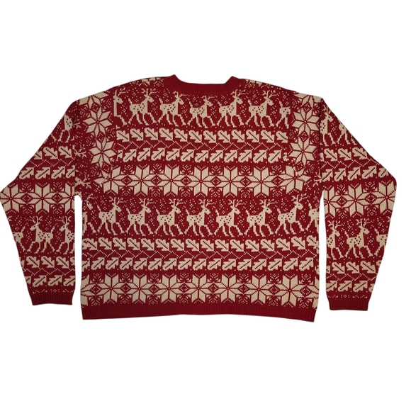 Nordic Style Sweater Kofte Silk Blend Croft & Barrow Women's L Holiday Red White - Picture 3 of 4